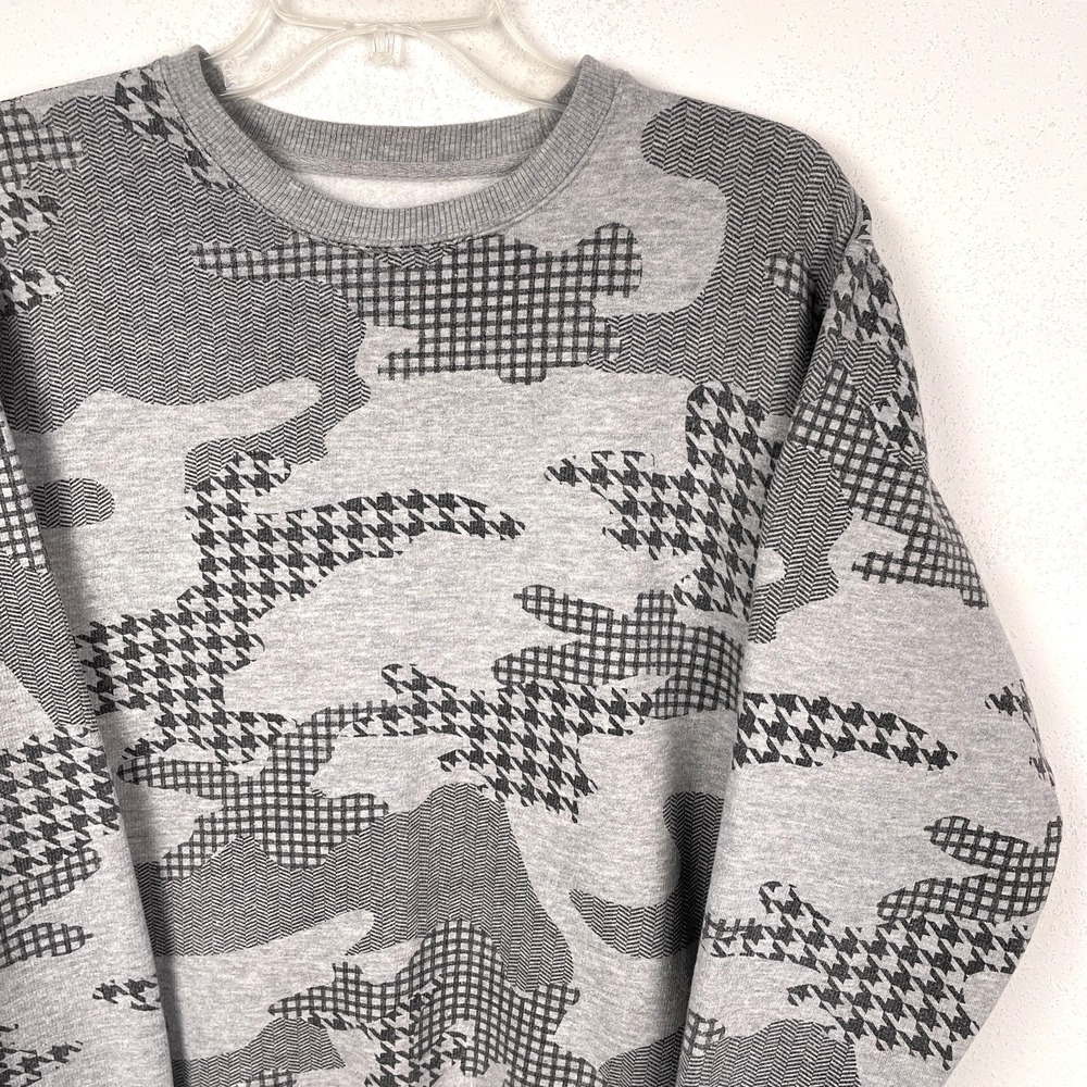 Altru Apparel Sweater Mens Medium Camouflage Houndstooth Herringbone Check Print